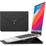 Macbook Pro 14 Inç M3 / M3 Pro / M3 Max A2992 Uyumlu Deri Tasarım Standlı Taşıma Çanta - Siyah