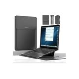 Macbook Pro Air 13 M1-M2 2020/2022 A2179-A2337-A2338-A2251-A2159-A1989-A1708 Deri Mıknatıslı Çanta 13 - 14,9 İnç Siyah