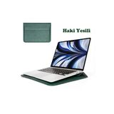 Macbook Pro Air 13 M1-M2 2020/2022 A2179-A2337-A2338-A2251-A2159-A1989-A1708 Deri Mıknatıslı Çanta Haki