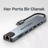 Macbook Pro Air İçin Usb Type-C Hub Dönüştürücü 8 İn 1 Çoklayıcı