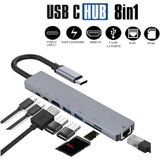 Macbook Pro Air Usb Type-c Hub Dönüştürücü Çevirici Çoklayıcı Usb Hdmı Micro Sd 8 Girişli Rj8i1new