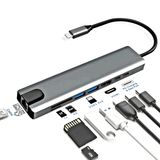 Macbook Pro Air Uyumlu Usb Type-c Hub Dönüştürücü Çevirici Çoklayıcı Usb Hdmı Micro Sd 8 Girişli 8 in 1