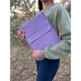 MacBook Pro, Air ve Diğer Uyumlu Laptop Kılıfı 13’ 14’ 15' Inç Notebook Vegan Suni Deri Çanta - 15.6'' - Lila
