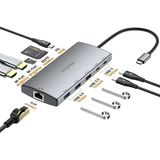 Macbook Uyumlu 11 Hub Çift Hdmı 8k Gigabit Ethernet USB 3.2 USB 3.0 10 Gbps Sd Tf Pd 100W Aluminyum