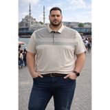 Maccali Erkek Büyük Beden Premium Comfort Bej Polo Yaka Tişört