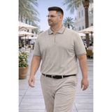 Maccali Erkek Çizgili Büyük Beden Bej Triko Polo Yaka T Shirt