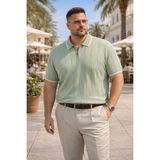Maccali Erkek Çizgili Büyük Beden Yeşil Triko Polo Yaka T Shirt
