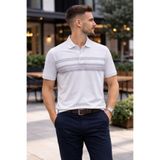 Maccali Erkek Comfort Fit Desenli Beyaz Polo Yaka Tişört