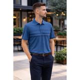 Maccali Erkek Comfort Fit Desenli İndigo Polo Yaka Tişört