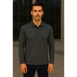 Maccali Erkek Günlük Basic Füme Uzun Kollu Polo Yaka Tişört