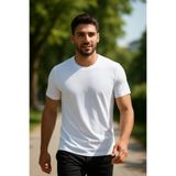Maccali Erkek Kısa Kol Yazlık Pamuklu Beyaz Basic Tişört