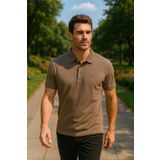 Maccali Erkek Slim Fit Kısa Kollu Basic Vizon Polo Yaka Tişört
