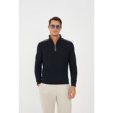 Maccali Erkek Streamline Omuz Desenli Kışlık Boğazlı Lacivert Sweatshirt