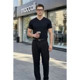 Maccali Erkek Yazlık Trend Pamuklu Basic V Yaka Siyah Tişört