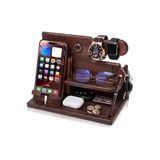 Maccif Masif Maun Ahşap Masaüstü Düzenleyici | Erkek Telefon Stand Organizatörü | Erkekler İçin Hediye | Doğum Günü Hediyesi | Babalar Günü Hediyesi