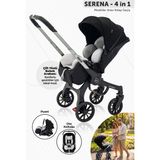 Maccon Serena 4 In 1; Ana Kucağı & Oto Koltuğa Dönüşen Çift Yönlü Bebek Arabası - Siyah