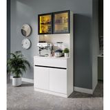 Macera Mobilya Lotus Mini Kahve Köşesi Komple Mdf LED Aydınlatmalı Mutfak Dolabı - Beyaz