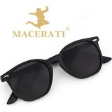 Macerati 2023 Vintage Siyah Güneş Gözlüğü UV Filtreli Kemik Çerçeve ile Şık Tasarım