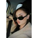 Macerati 4441 Oval Kadın Güneş Gözlüğü Retro Vintage - Siyah-Koyu Yeşil