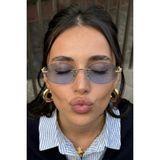 Macerati Cartiess Unisex Elips Mavi Gold Çerçeveli Ultra Hafif UV400 Filtreli Güneş Gözlüğü - Altın - Mavi