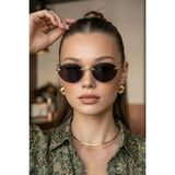 Macerati Cartiess Unisex Elips Siyah Goldçerçeveli Ultra Hafif UV400 Filtreli Güneş Gözlüğü - Siyah - Altın