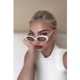 MACERATİ Cat Eye Vintage Model Oval Krem Güneş Gözlüğü