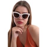 Macerati Kadın Kalın Cat Eye Güneş Gözlüğü - Krem