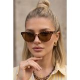 Macerati Melone Cat Eye UV400 Filtreli Ultra Hafif Leopar Çerçeveli Kahverengi Güneş Gözlüğü - Kahverengi - Leopar