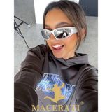 Macerati Silver Mirror Y2K Vintage Fashion Aynalı Hafif Unisex Güneş Gözlüğü - Gri