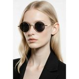 Macerati Unisex Gold Metal Yuvarlak Çerçeve UV400 Güneş Gözlüğü - Siyah