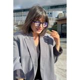 Macerati Unisex Leopar Vintage Retro Blue Block Mavı Işık Leopar Gözlük - Siyah