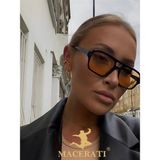 Macerati Unisex Vintage Turuncu Kemik Güneş Gözlüğü UV Filtreli Retro Stil 50 mm Cam Ölçüsü