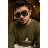 Macerati Vesa Unisex Kare Siyah Gümüş Aksesuarlı Ultra Hafif UV400 Filtreli Siyah Güneş Gözlüğü - Siyah - Altın