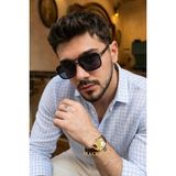 Macerati Vesa Unisex Kare Siyah Gümüş Aksesuarlı Ultra Hafif UV400 Filtreli Siyah Güneş Gözlüğü - Siyah - Gümüş