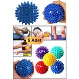 Macgon 5 Adet Pilates Masaj Topu 6 cm Mavi Dikenli Masaj Topu El Vücut Cardio Egzersiz Plates Yuvarlak Topu