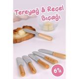 Macgon 6'lı Ahşap Saplı Mini Reçel ve Tereyağı Bıçağı Ahşap Saplı Spatula Seti Nutella Kahvaltı Bıçağı
