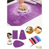 Macgon Büyük Silikon Hamur Açma Matı 60X45CM & Hamur Spatula & 3'lü Pasta Dekorasyon Seti