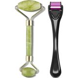 Macgon Dermaroller 1 mm 540 Iğneli Cilt Yenileme Aleti + Jade Roller 2'li Yeşim Taşı Masaj Aleti