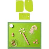 Macgon Hamur Seti 4lü Set Silikon Ölçekli Hamur Açma Matı + 3 Lü Hamur Kesme Aparatı Spatulası Börek Mantı