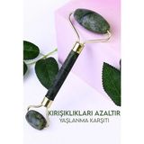 Macgon Ikili Set %100 Doğal Yeşim Taş Masaj Aleti ve Kalp Gua Sha Guahsa Yüz Bakım Taşı