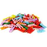 Macgon Küçük Renkli Mandal 100 Lüpaket Mini Ahşap Mandal 2,5 cm