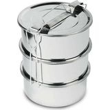 Macgon Paslanmaz Çelik 3lü Sefer Tası 1.5lt 2-3 Kişilik Yemek Taşıma Kabı 500ML X3 Isıtılabilir %100 Metal