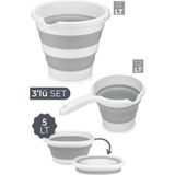 Macgon Pratik Katlanabilir Temizlik Seti Kova 12LT + Badya 5lt +Maşrapa 1,2lt Gri