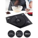 Macgon Pratik Siyah Fırınlanabilir Büyük Boy Silikon Hamur Açma ve Pişirme Matı Silpatı 65 x 45CM
