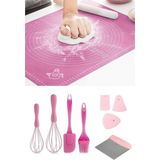 Macgon Silikon Hamur Açma Matı 2'li Çırpıcı 2'li Spatula Kesici Spatula ve 3'lü Kazıyıcı Seti