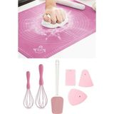 Macgon Silikon Hamur Açma Matı, 2'li Çırpıcı, Spatula ve 3'lü Kazıyıcı Seti