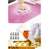 Macgon Silikon Hamur Açma Matı & Krema Sıkma Torbası, Kek Pasta Süsleme