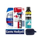Mach3 Turbo 3d Makine + 5 Adet Yedek Tıraş Bıçağı + 250 Ml Köpük+ Çanta+ 300 Ml Şampuan
