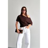 macharel jeans Bele Oturan Kayık Yaka Doğal Viskon Bluz