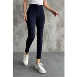 macharel jeans kadın lacivert Yüksek Bel Toparlayıcı dar paça tokalı kumaş pantolon